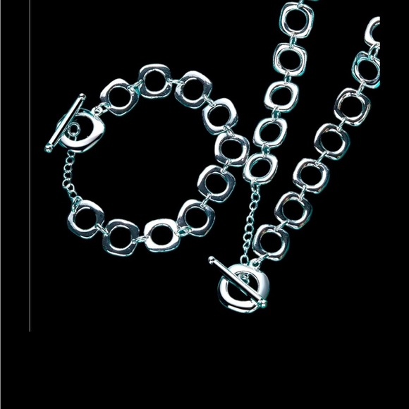 925 STERLING SILVER CHAIN NECKLACE WITH MATCHING BRACELET IN TIFF & CO POUCH - Picture 2 of 8